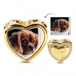 Gnoce Foto Charm Forma de Corazón 18k Oro S925 Plata de Ley