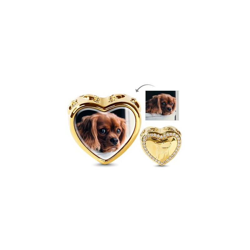 Gnoce Foto Charm Forma de Corazón 18k Oro S925 Plata de Ley