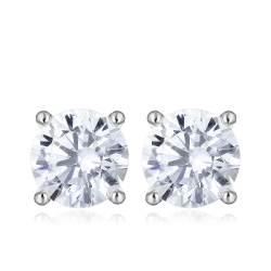 Pendientes de piedra CZ redondos de plata de ley