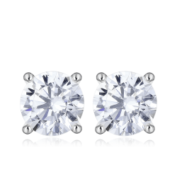 Pendientes de piedra CZ redondos de plata de ley