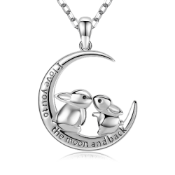 Collar Amor a la Luna y la Parte Posterior  Plata s925