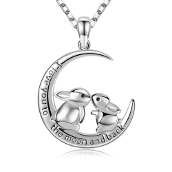 Collar Amor a la Luna y la Parte Posterior  Plata s925