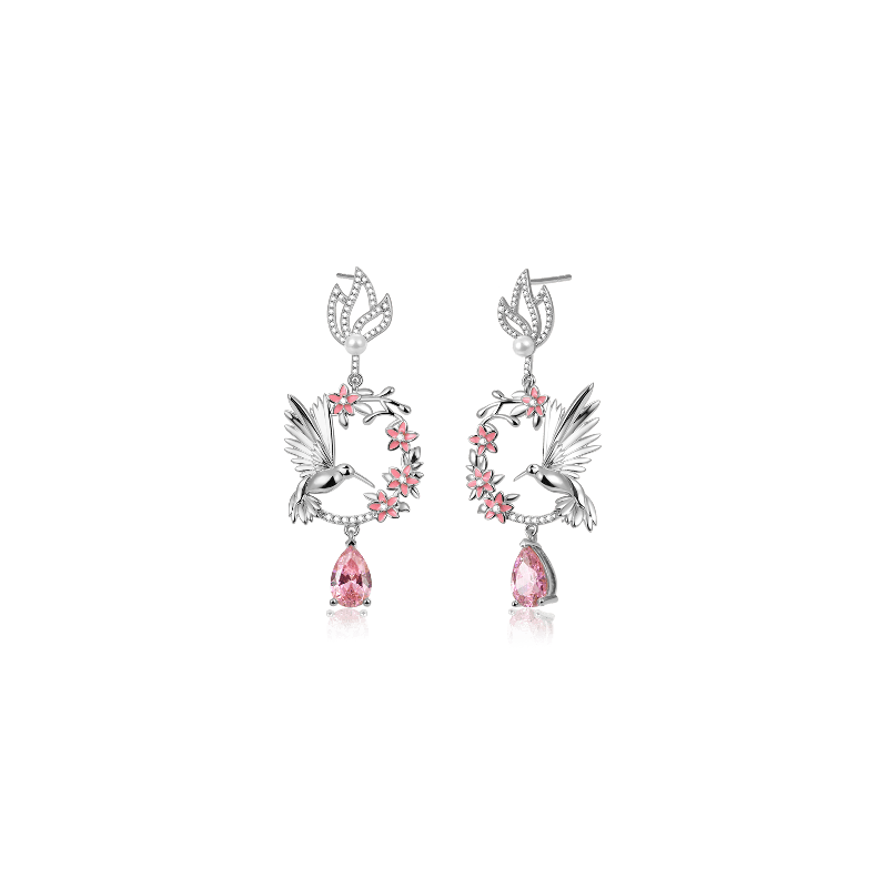 Pendientes de la Flor del Colibr? Plata s925