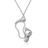 Gnoce Collar personalizado Fecha Madre Pies de Bebé Plata de ley con incrustaciones de piedras de nacimiento