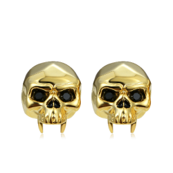 Cráneo Tachuelas Doradas 18K Chapado En Plata 925