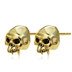 Cráneo Tachuelas Doradas 18K Chapado En Plata 925