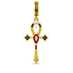 Gnoce Colgante Ankh Plata de Ley 18K chapado en oro con incrustaciones de piedras