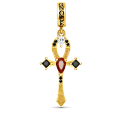 Gnoce Colgante Ankh Plata de Ley 18K chapado en oro con incrustaciones de piedras