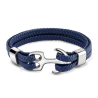 Blue Anchor Leather Men's Bracelet with Steel