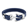 Blue Anchor Leather Men's Bracelet with Steel