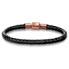 Pulsera de Cuero Negro de Cobre para Hombre