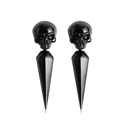Gnoce Pendiente De Calavera Negra Plata 925