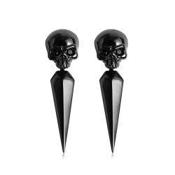 Gnoce Pendiente De Calavera Negra Plata 925
