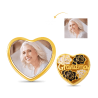Abalorio de foto personalizado con forma de corazón de flor negra y blanca para abuela Plata de ley chapada en oro de 18 k