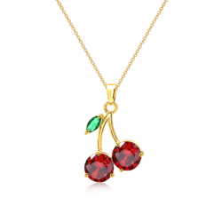 Collar Cereza Dulce Chapado En Oro