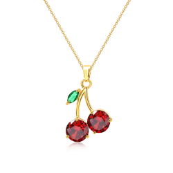 Collar Cereza Dulce Chapado En Oro