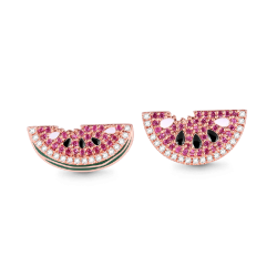 Aretes De Sandía Pendientes De Plata S925 Asimétricos Chapados En Oro Rosa De 18k