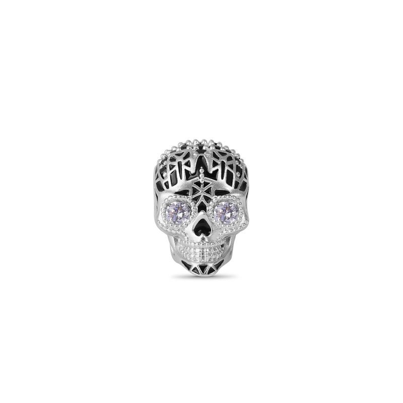 Gnoce Colgante Calavera Punk Plata S925 para Pulsera