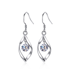 Gnoce Pendientes colgantes de gota de agua trenzada Crystal Zircon S925 Silver