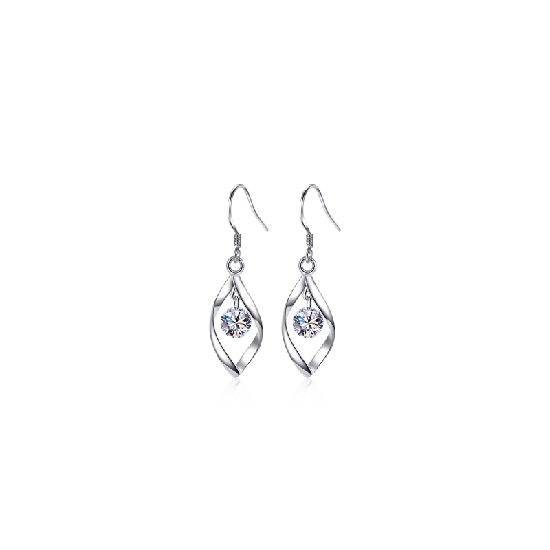 Gnoce Pendientes colgantes de gota de agua trenzada Crystal Zircon S925 Silver