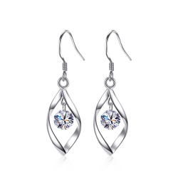 Gnoce Pendientes colgantes de gota de agua trenzada Crystal Zircon S925 Silver
