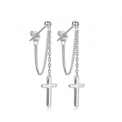 Aretes Forma de Cruz Plata 925