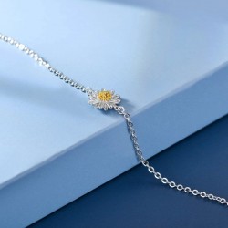 Margarita Blanca Flor Tobillera Plata de Ley 925