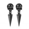 Gnoce Aretes de Cráneo Negro en Plata S925