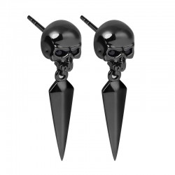 Gnoce Aretes de Cráneo Negro en Plata S925