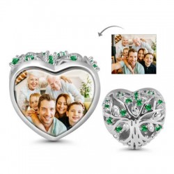 Gnoce "Memoria de Amor" Foto Charm Plata de ley s925 con Piedra Verde de CZ