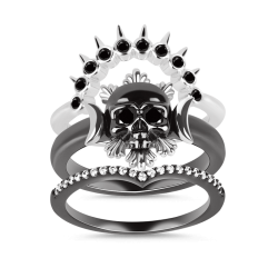Gnoce "Amor Sin Fin" Anillo Apilable Estilo Calavera de Plata de Ley 925 Chapada en Negro