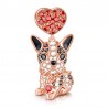 Gnoce Charm de Pug/bulldog en Plata 18k Oro Rosa con Czs
