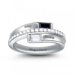 Gnoce "Nadie Más que Tu" Doble Anillo de Desvío de Baguette con Piedra Nacimiento