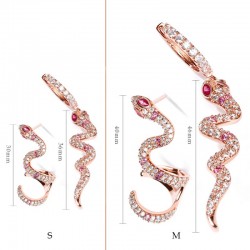 Gnoce Pendientes de serpiente rosa con piedras de zirconia transparentes de plata S925