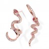 Gnoce Pendientes de serpiente rosa con piedras de zirconia transparentes de plata S925