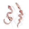 Gnoce Pendientes de serpiente rosa con piedras de zirconia transparentes de plata S925