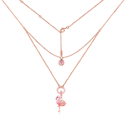 Gnoce "La Pasión" Collar de Flamengo 925 Plata Esterlina 18K Oro Rosa