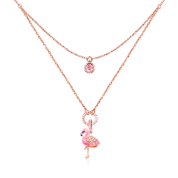 Gnoce "La Pasión" Collar de Flamengo 925 Plata Esterlina 18K Oro Rosa