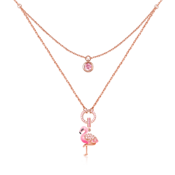 Gnoce "La Pasión" Collar de Flamengo 925 Plata Esterlina 18K Oro Rosa