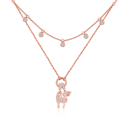 Gnoce "Alma y Espíritu Divino" Unicornio 925 Collar de Plata Chapado en Oro Rosa de 18K