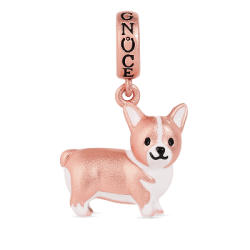 Charm De Corgi En Plata S925 Chapado En Oro Rosa 18k