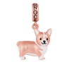 Charm De Corgi En Plata S925 Chapado En Oro Rosa 18k