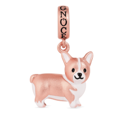 Charm De Corgi En Plata S925 Chapado En Oro Rosa 18k