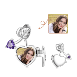 Gnoce Charm De Foto Personalizado De Corazón De Cereza Con Piedra De Nacimiento
