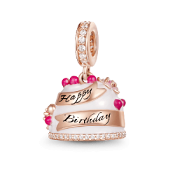 Gnoce "Feliz cumplea?os" Birthday Cake Charm Grabable colgante personalizado cuelga