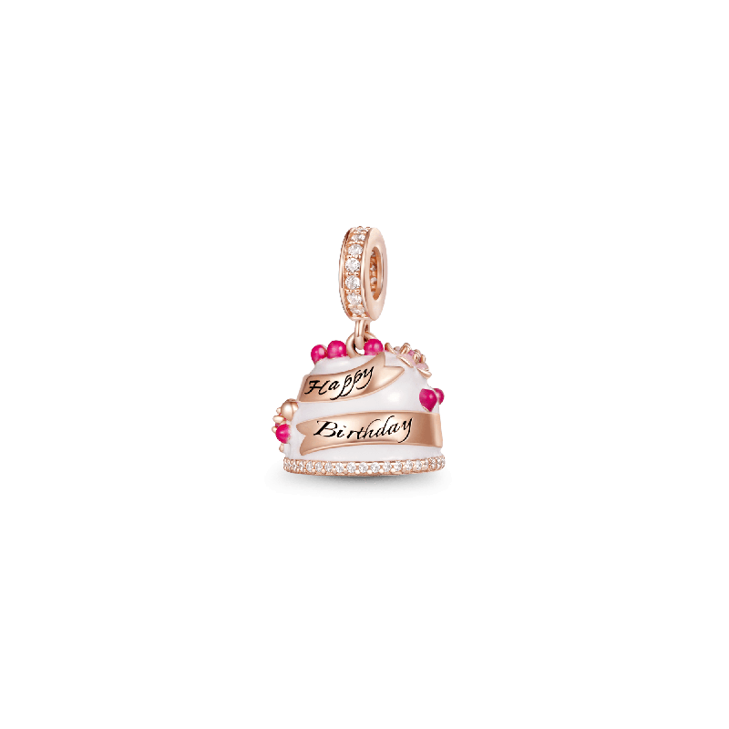 Gnoce "Feliz cumplea?os" Birthday Cake Charm Grabable colgante personalizado cuelga