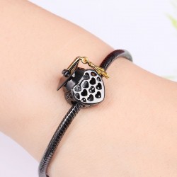 Abalorio de foto de gorra académica Plata S925 negro y chapado en oro de 18 k