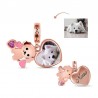 Teddy Photo Charm Charm Grabable Chapado En Oro Rosa De Plata S925