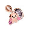 Teddy Photo Charm Charm Grabable Chapado En Oro Rosa De Plata S925
