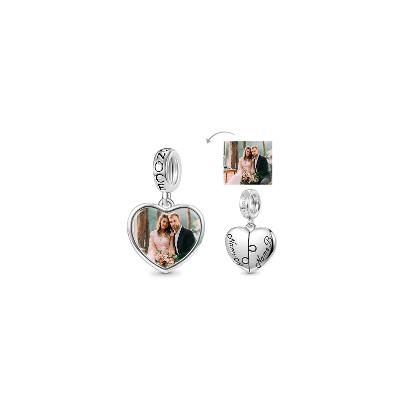 Gnoce Colgante Corazón Personalizado con Foto y Nombre Grabable